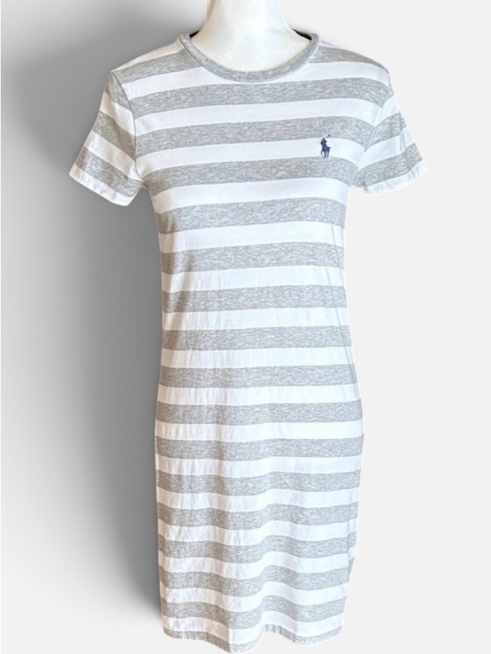 Polo by Ralph Lauren Gray & White Striped Tee Dress